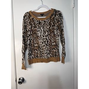 EXPRESS Leopard Print Fitted Sweater M Animal Print Cheetah Print Sweater